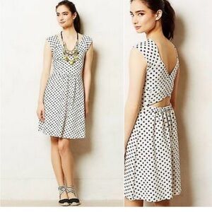 Anthropologie Matilde white/ black polka dot dress - 8